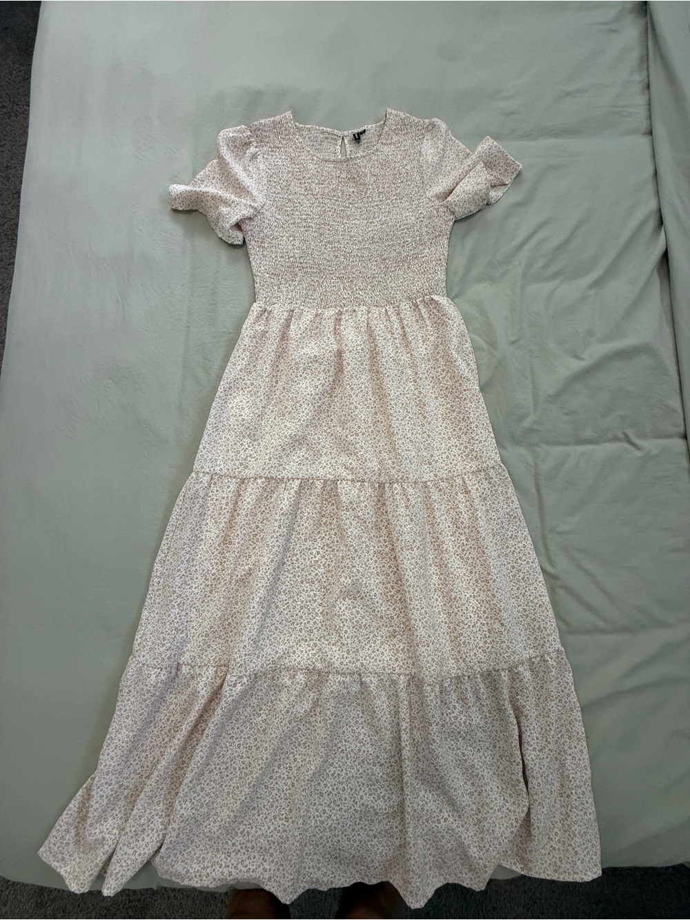 Light Floral Maxi Dress in Soft Cream and Pink